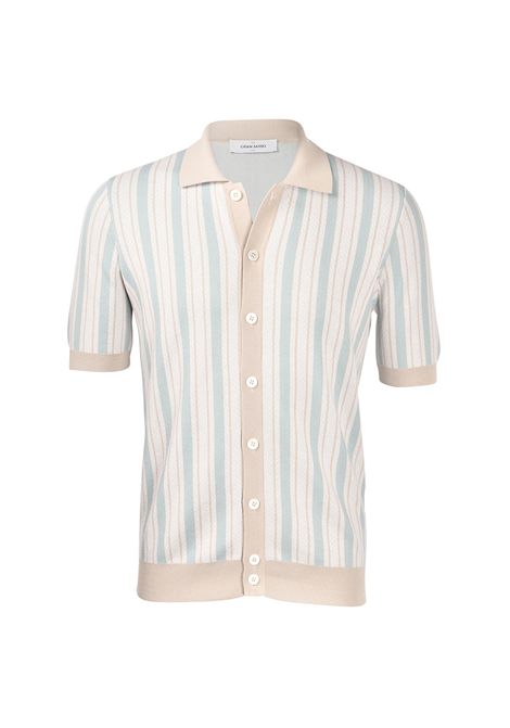 Polo Gran sasso Jacquard uomo 4311820738 Beige camicia cotone jacquard spina di pesce Gran sasso | Polo | 4311820738010